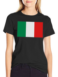 Italian Flag Graphic Tee - Black Crewneck T-Shirt