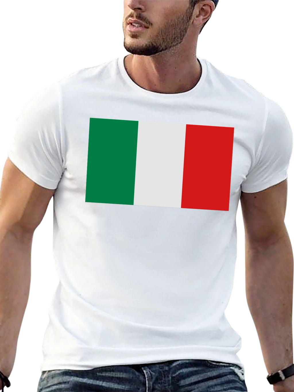 Italian Flag Graphic Tee - Black Crewneck T-Shirt
