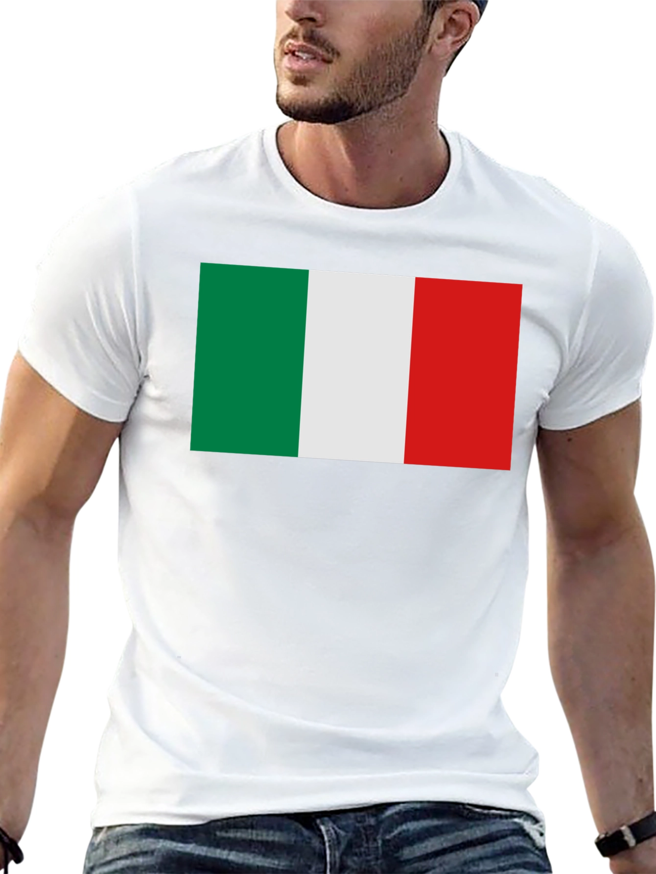 Italian Flag Graphic Tee - Black Crewneck T-Shirt