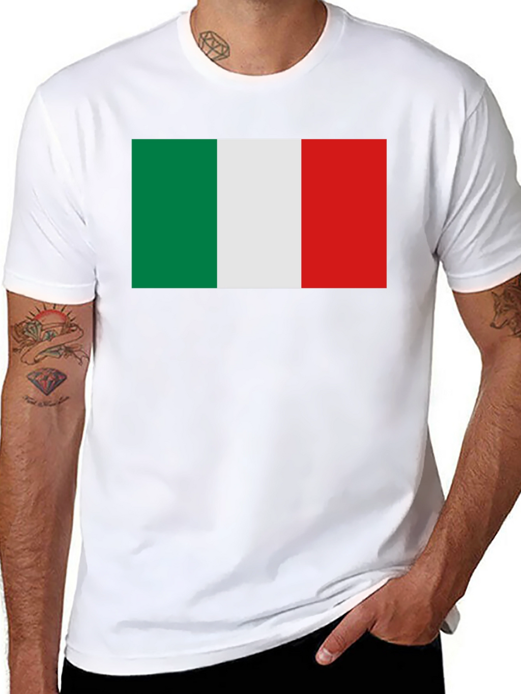 Italian Flag Graphic Tee - Black Crewneck T-Shirt