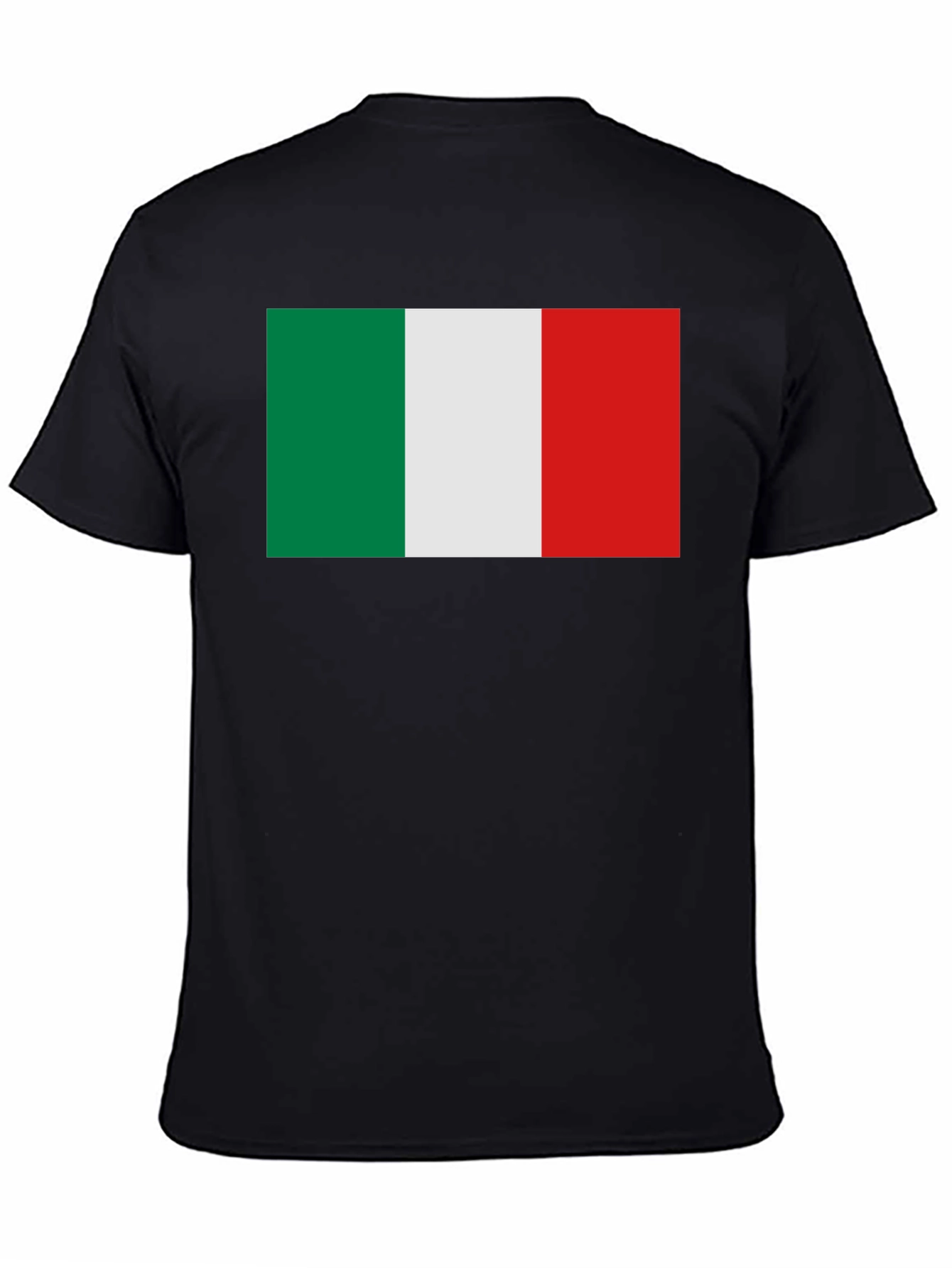 Italian Flag Graphic Tee - Black Crewneck T-Shirt