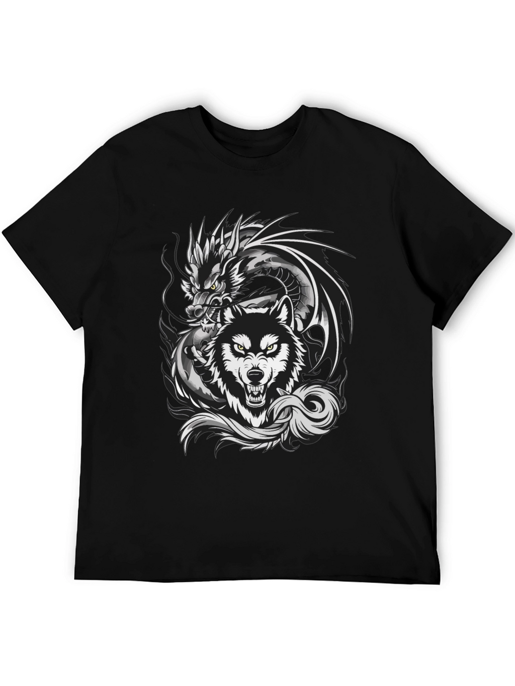 Dragon Wolf Graphic Tee - Fierce Design