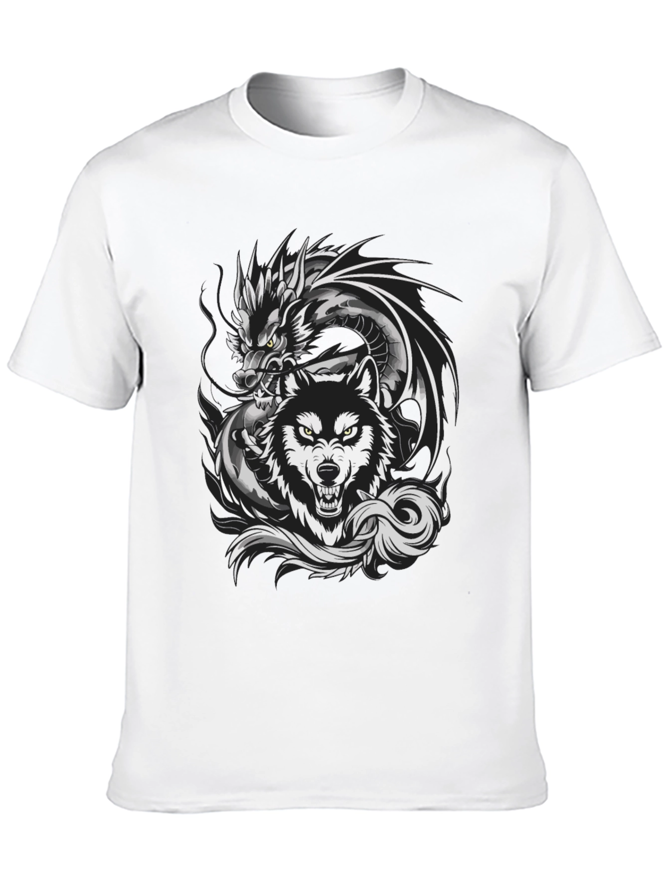 Dragon Wolf Graphic Tee - Fierce Design