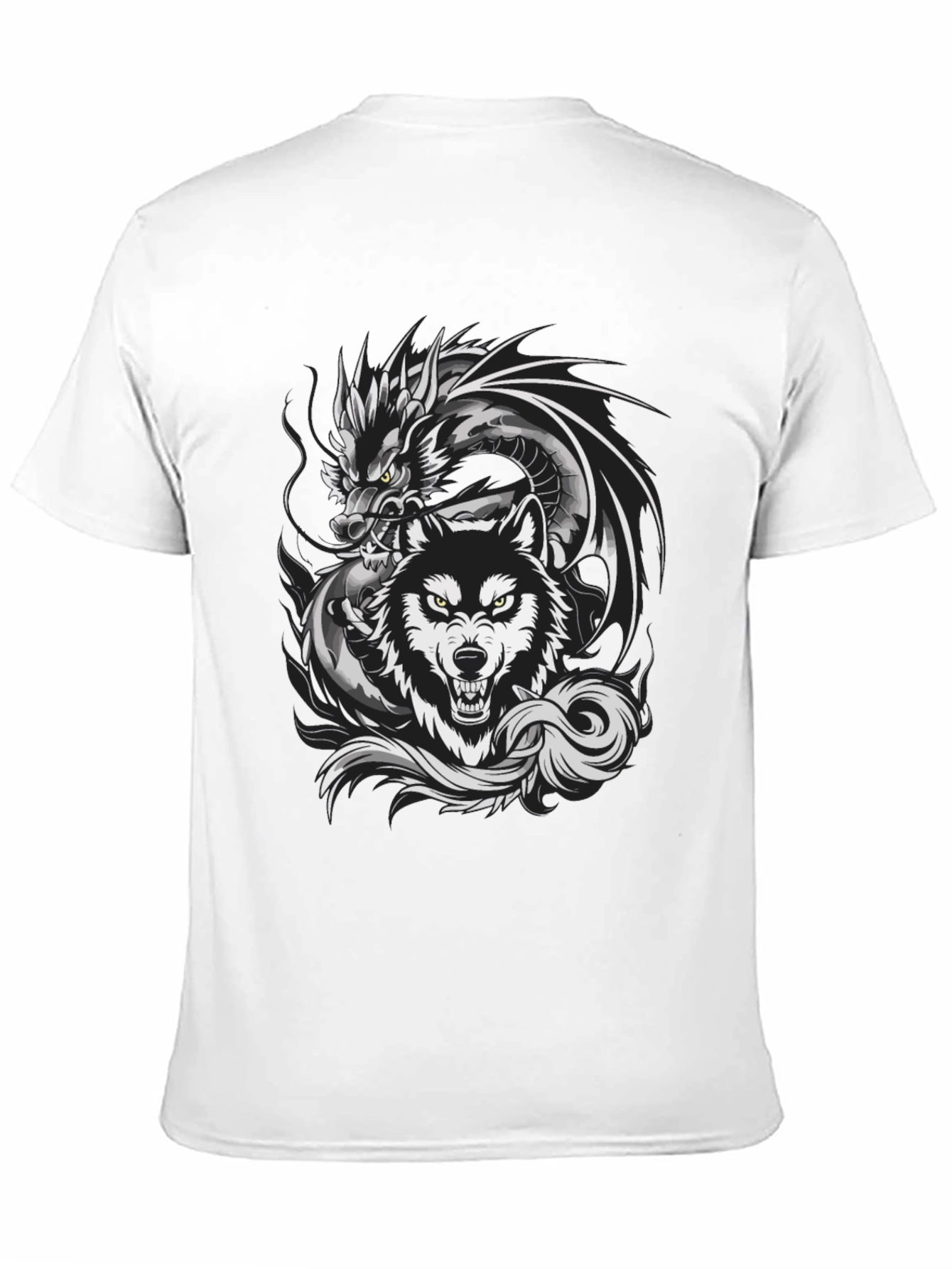 Dragon Wolf Graphic Tee - Fierce Design