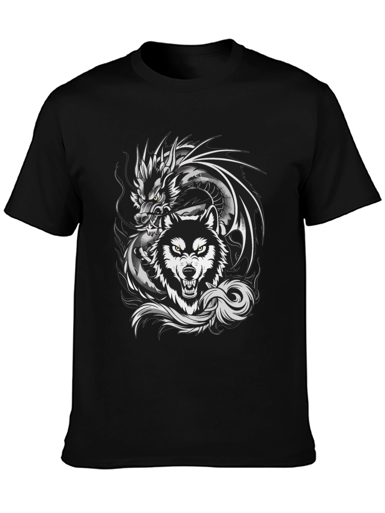 Dragon Wolf Graphic Tee - Fierce Design