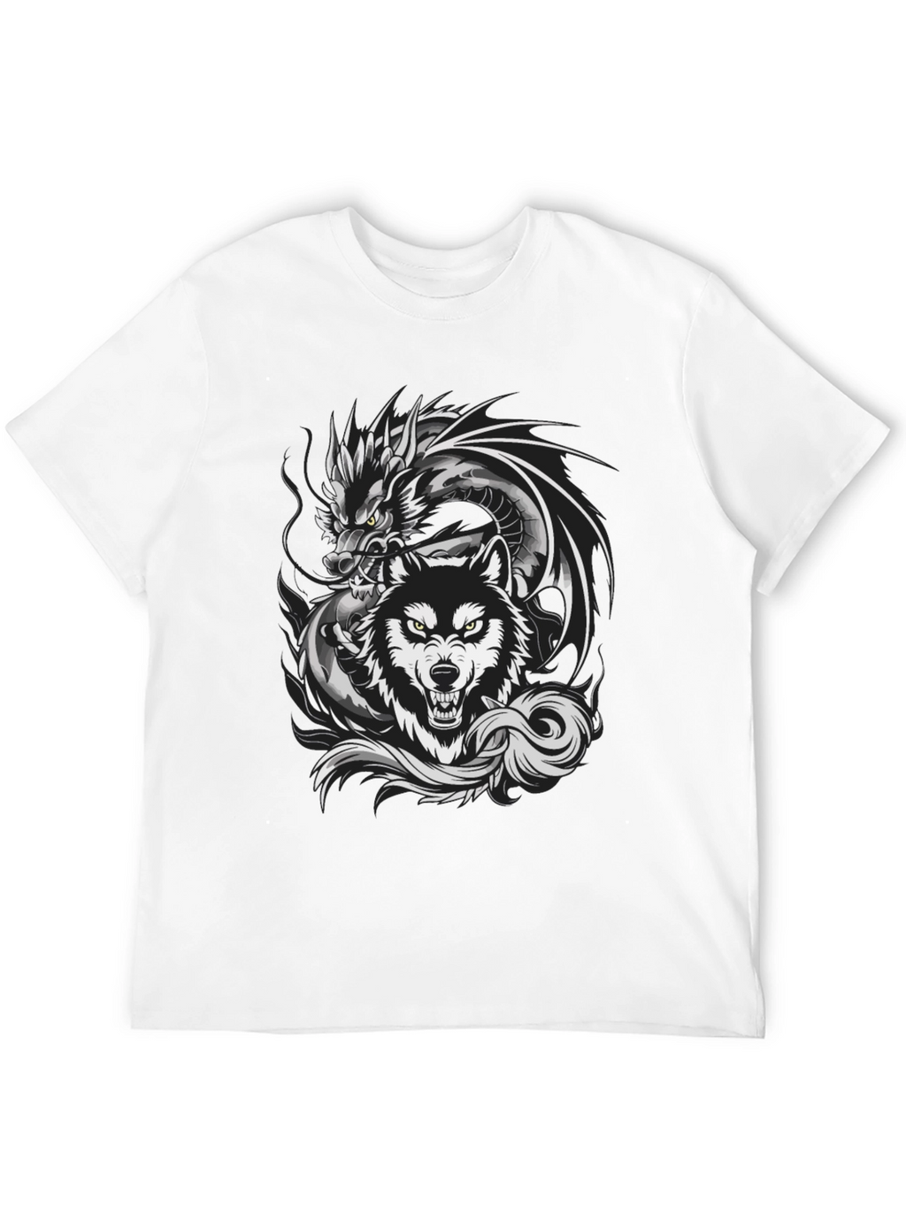 Dragon Wolf Graphic Tee - Fierce Design