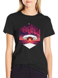 Sunset Tree Graphic Tee - Unique Hexagon Design
