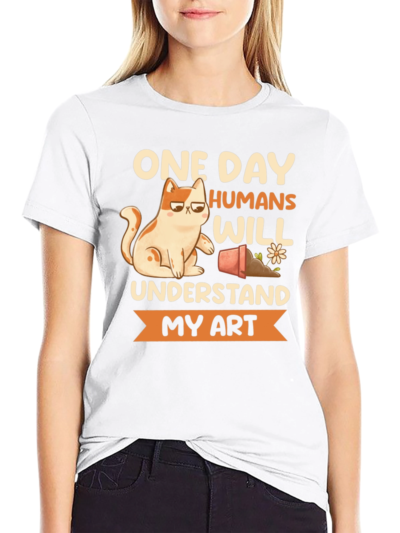Funny Cat Art T-Shirt - Humans Will Understand
