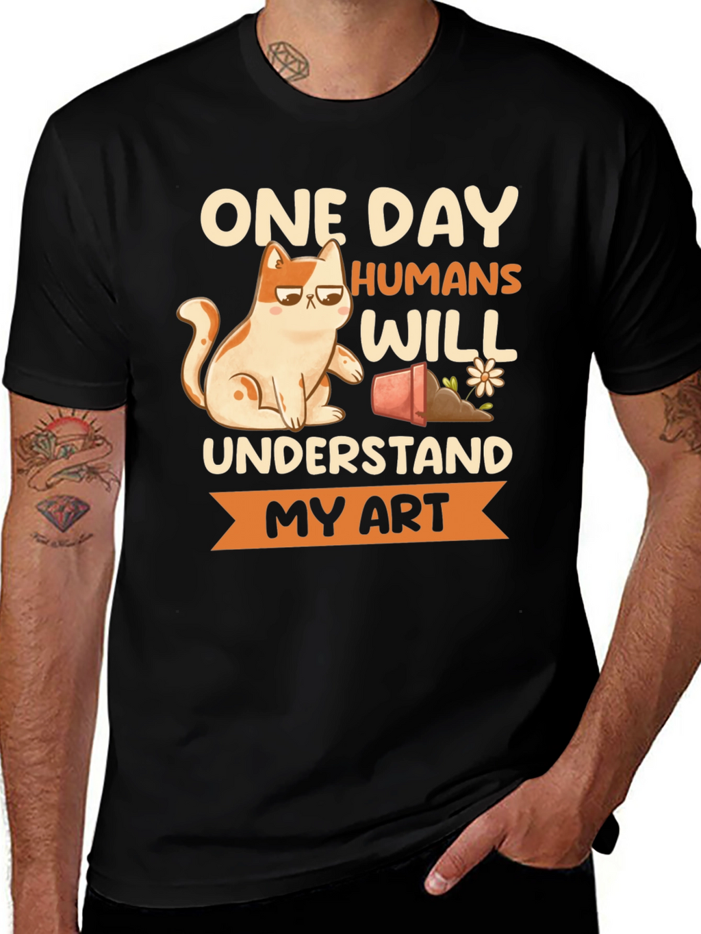 Funny Cat Art T-Shirt - Humans Will Understand