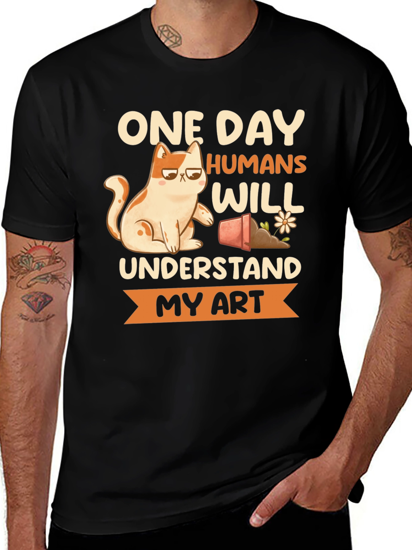 Funny Cat Art T-Shirt - Humans Will Understand
