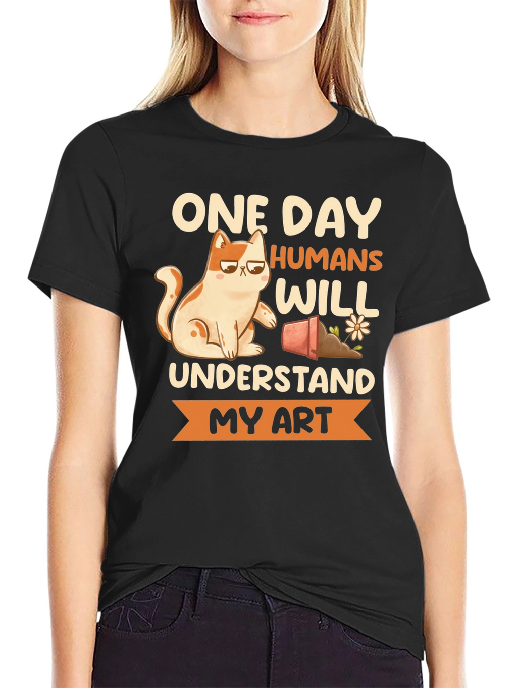 Funny Cat Art T-Shirt - Humans Will Understand