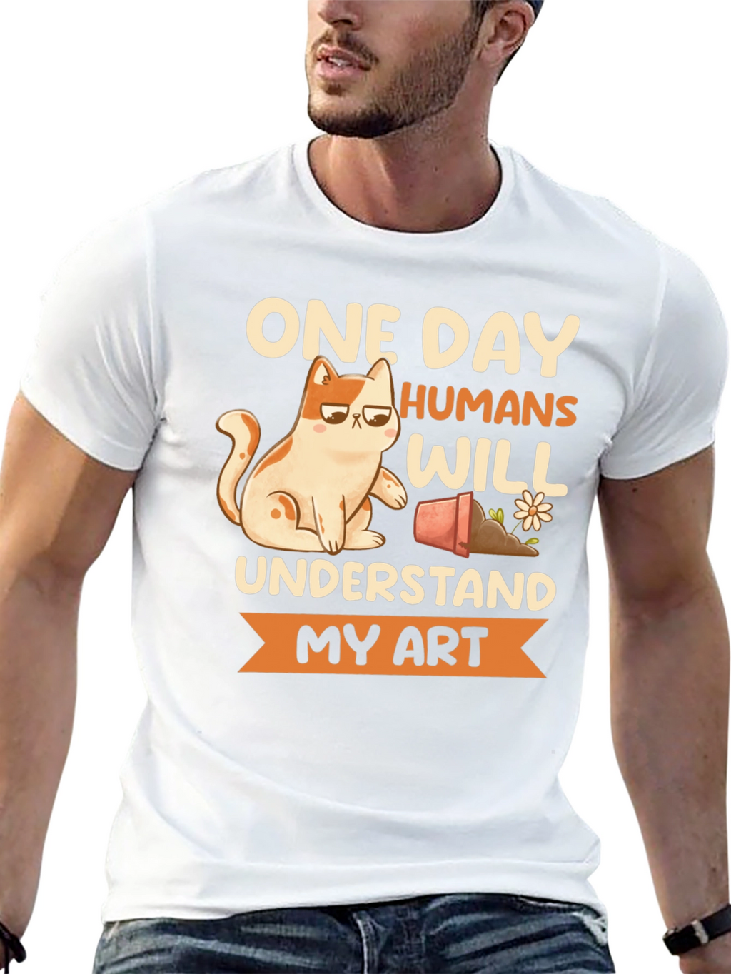 Funny Cat Art T-Shirt - Humans Will Understand