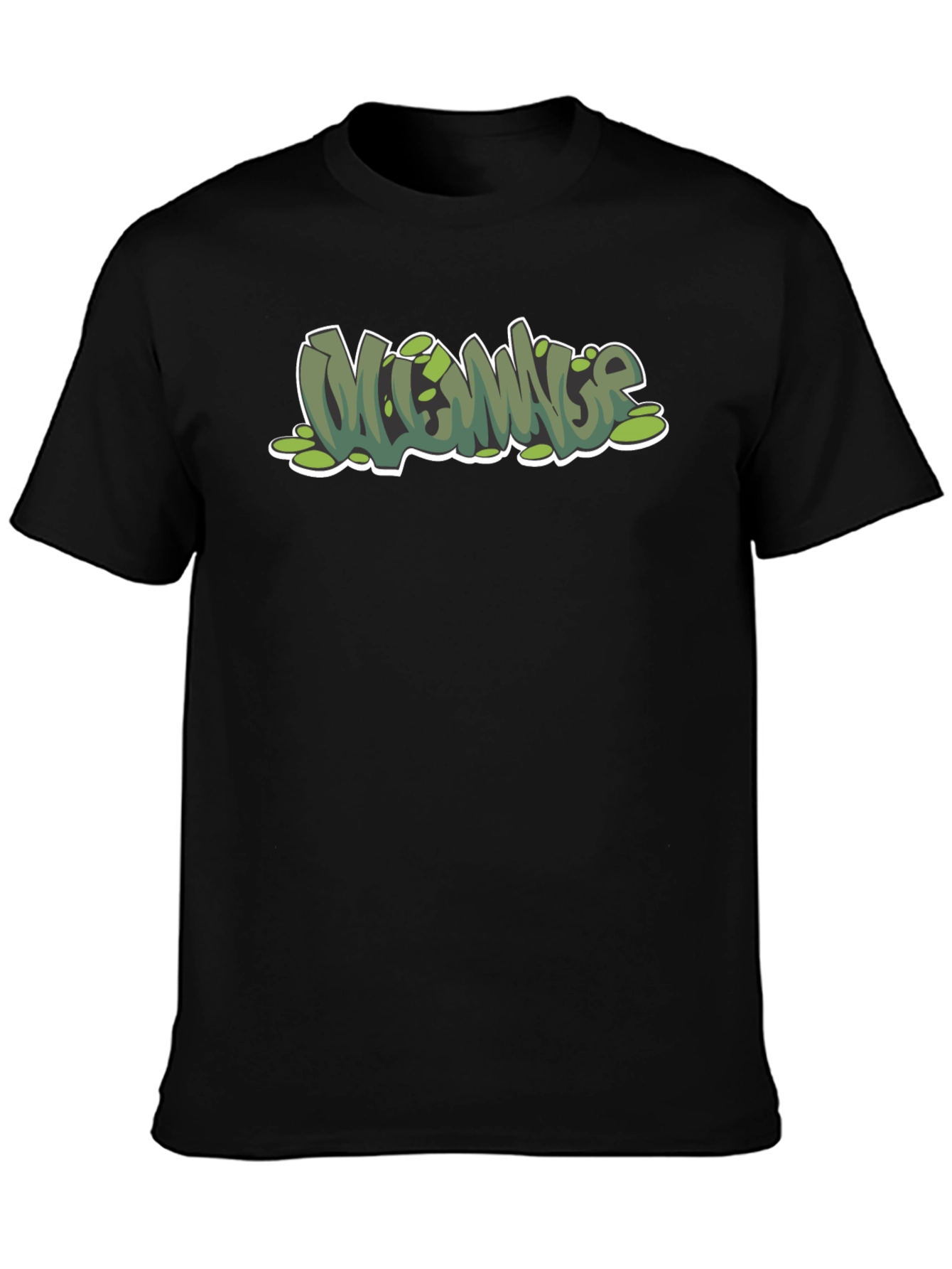 Green Mommage Graphic Black T-Shirt