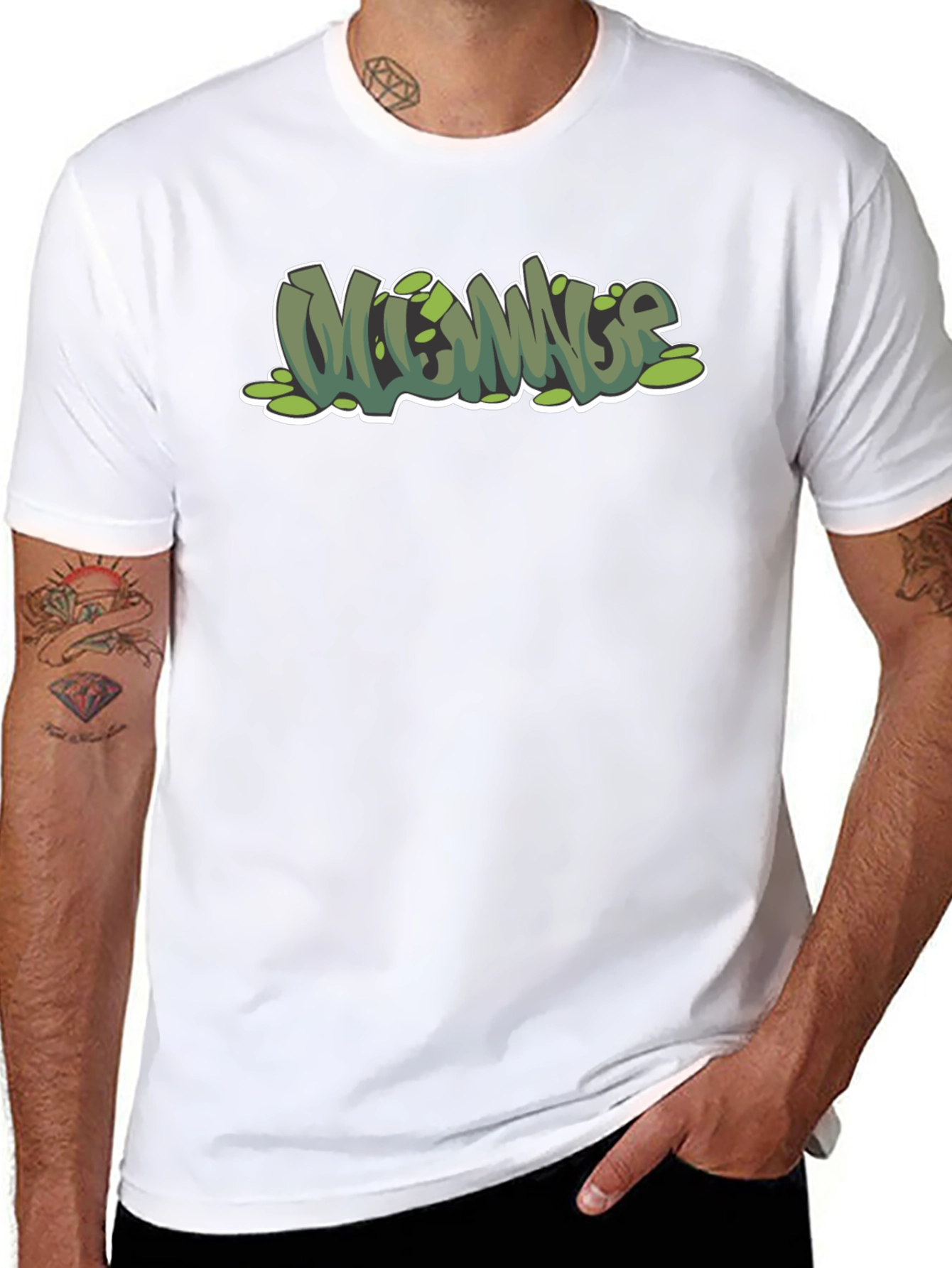 Green Mommage Graphic Black T-Shirt