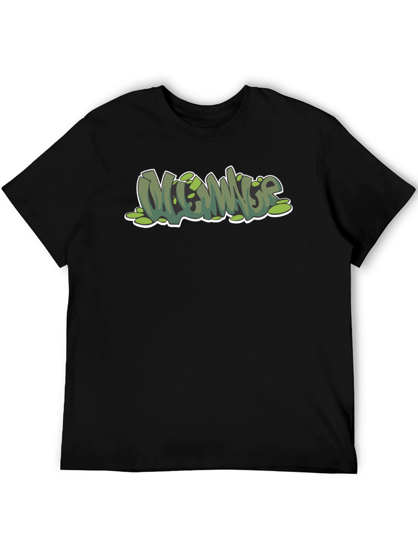 Green Mommage Graphic Black T-Shirt