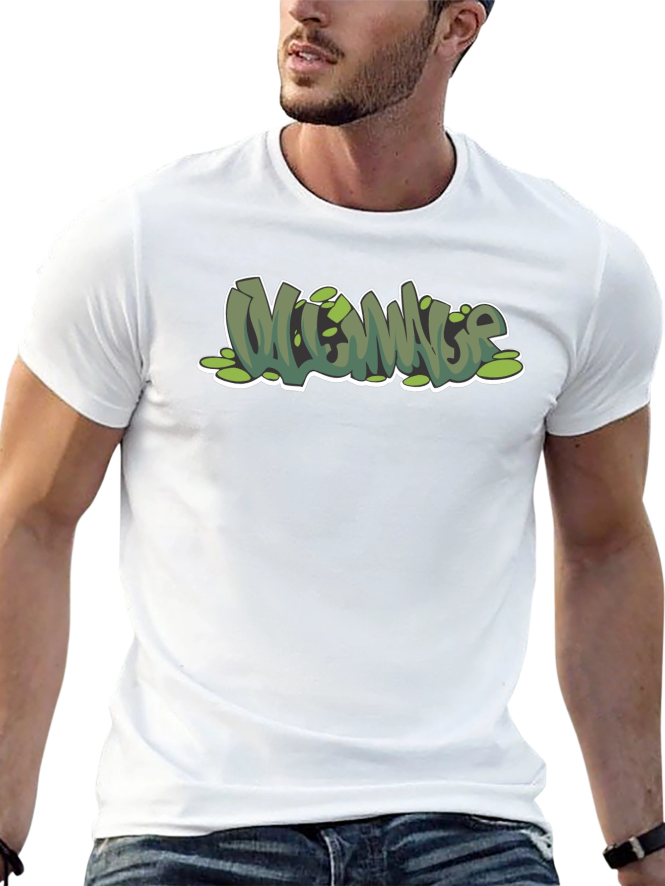 Green Mommage Graphic Black T-Shirt