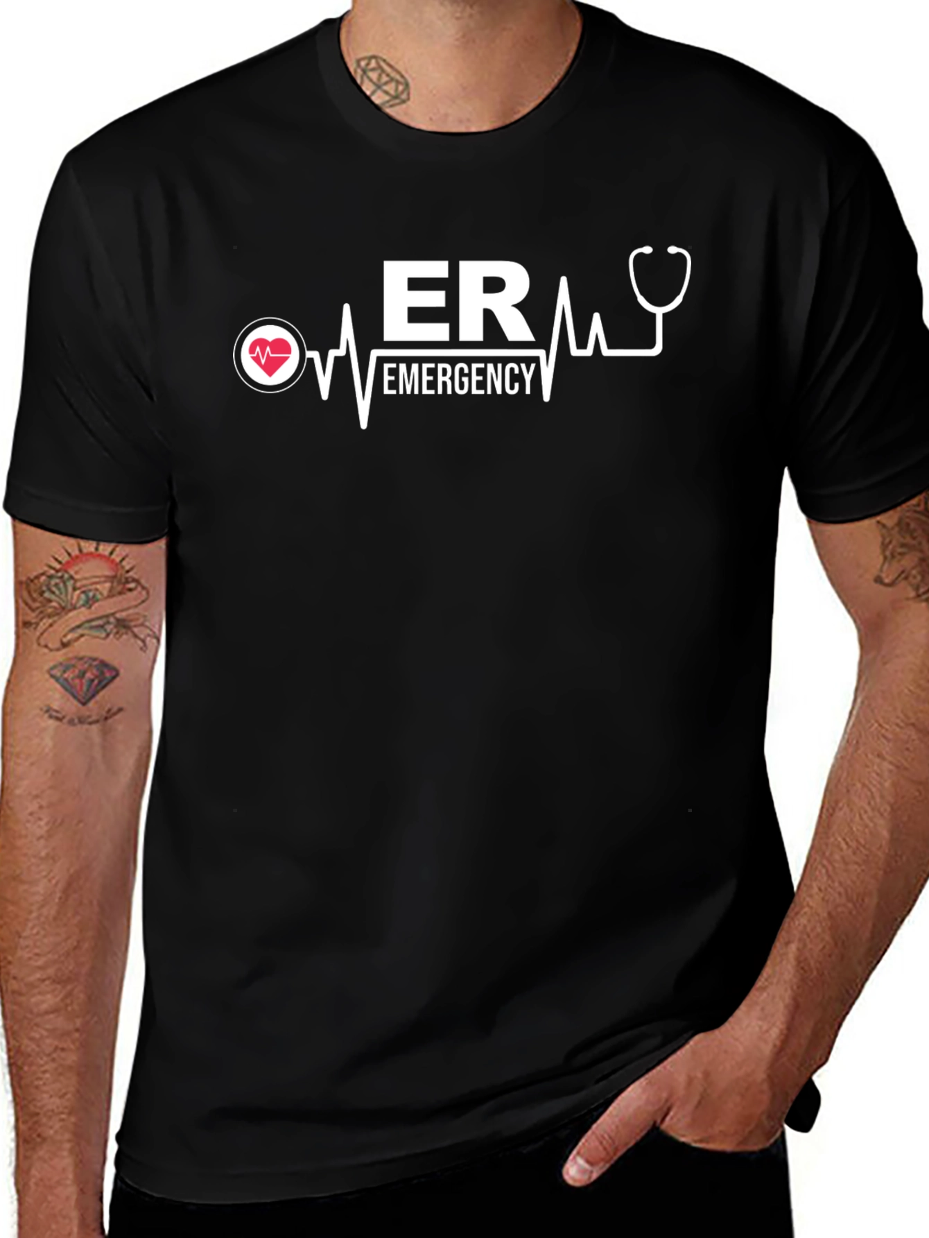 ER Emergency Medical T-Shirt - Heartbeat Design