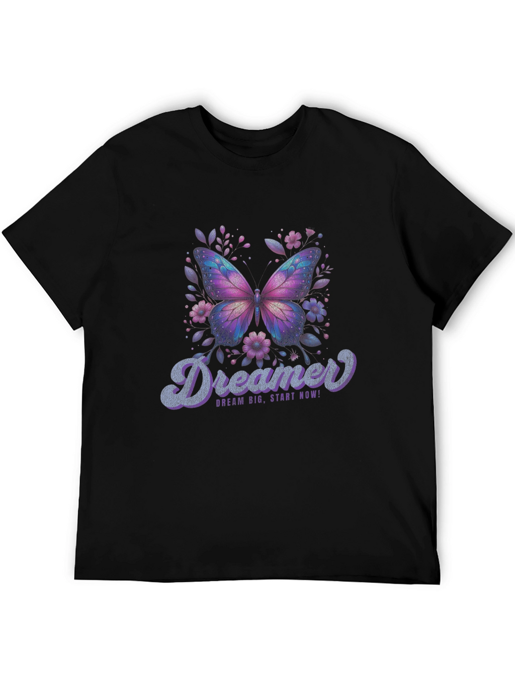 Dreamer Butterfly Graphic Black T-Shirt