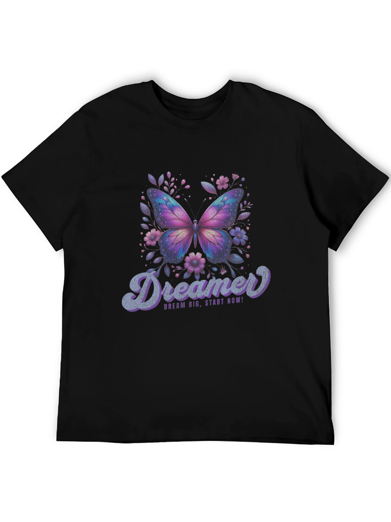 Dreamer Butterfly Graphic Black T-Shirt