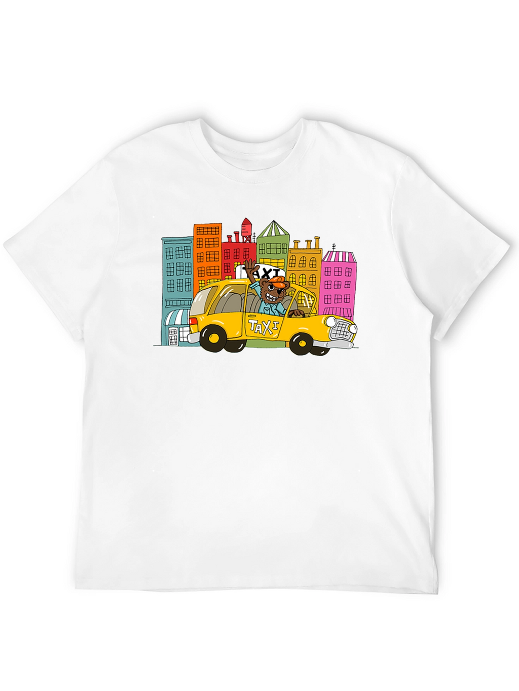 Cartoon Taxi T-Shirt - Cityscape