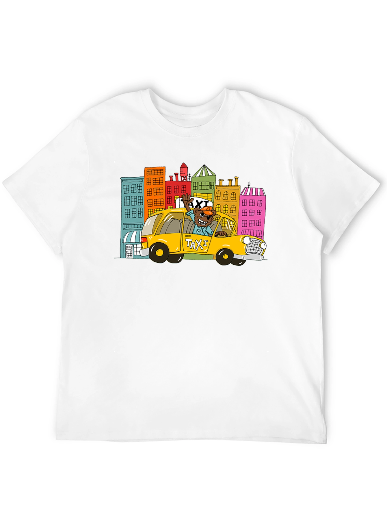 Cartoon Taxi T-Shirt - Cityscape