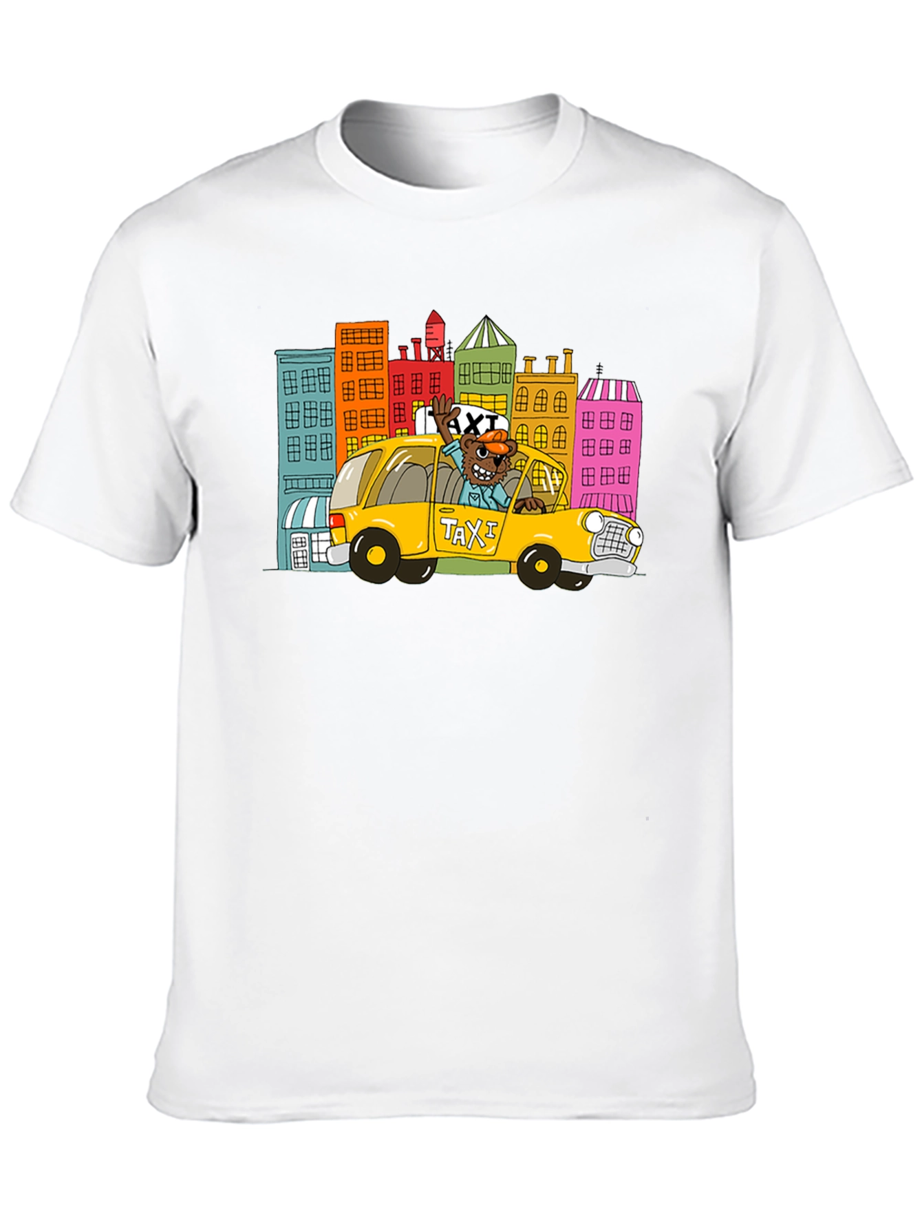 Cartoon Taxi T-Shirt - Cityscape