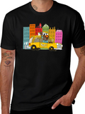 Cartoon Taxi T-Shirt - Cityscape