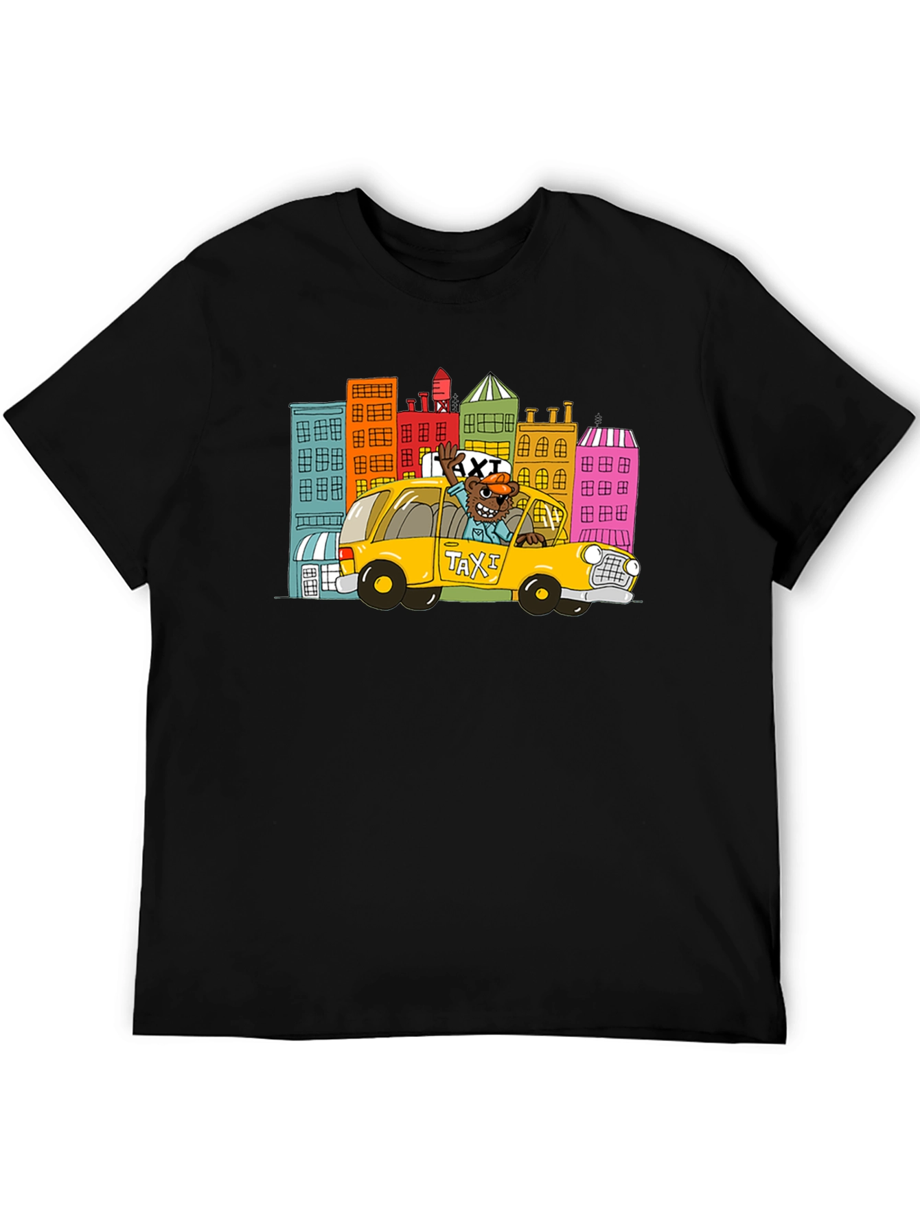 Cartoon Taxi T-Shirt - Cityscape