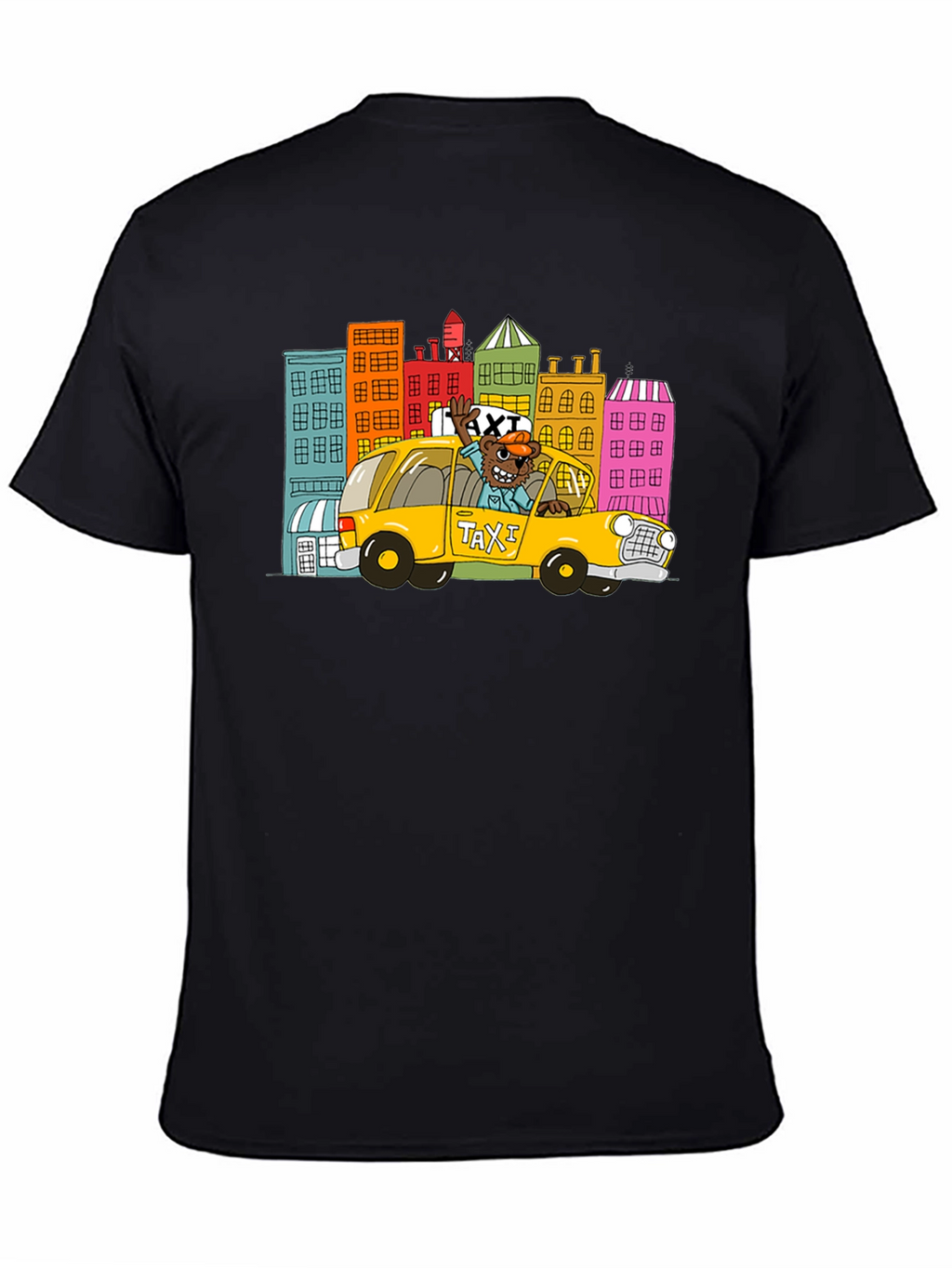 Cartoon Taxi T-Shirt - Cityscape