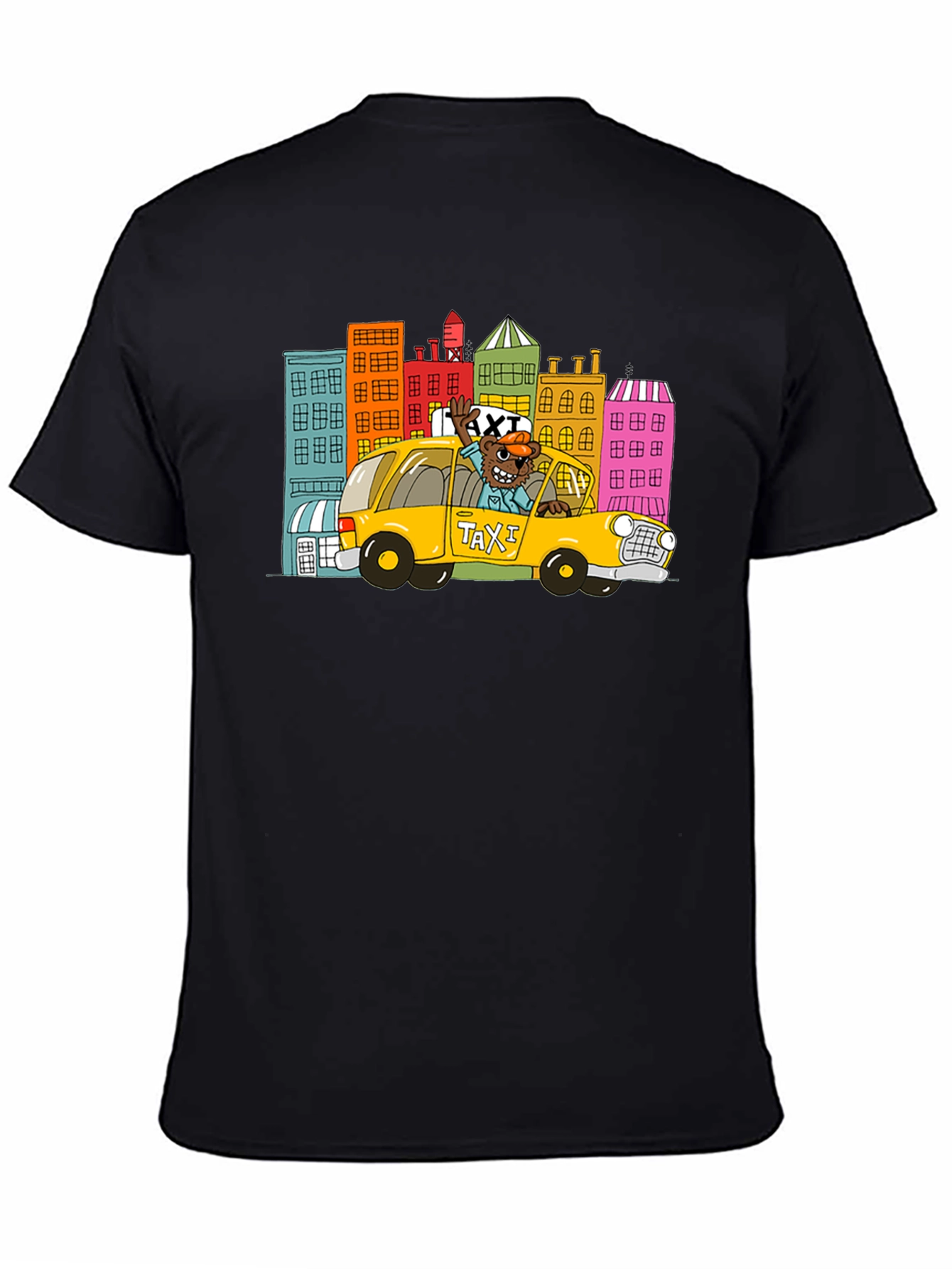 Cartoon Taxi T-Shirt - Cityscape