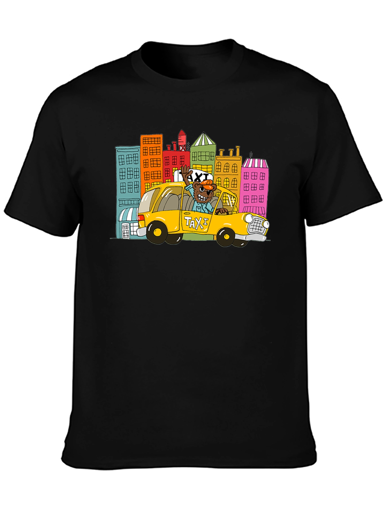 Cartoon Taxi T-Shirt - Cityscape