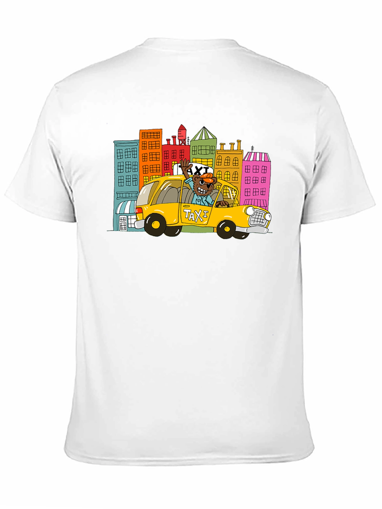 Cartoon Taxi T-Shirt - Cityscape