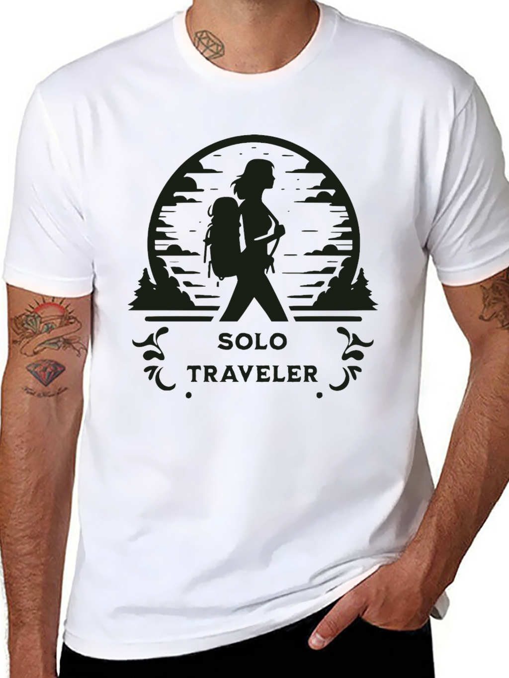 Solo Traveler Graphic Tee - Hiking Adventure