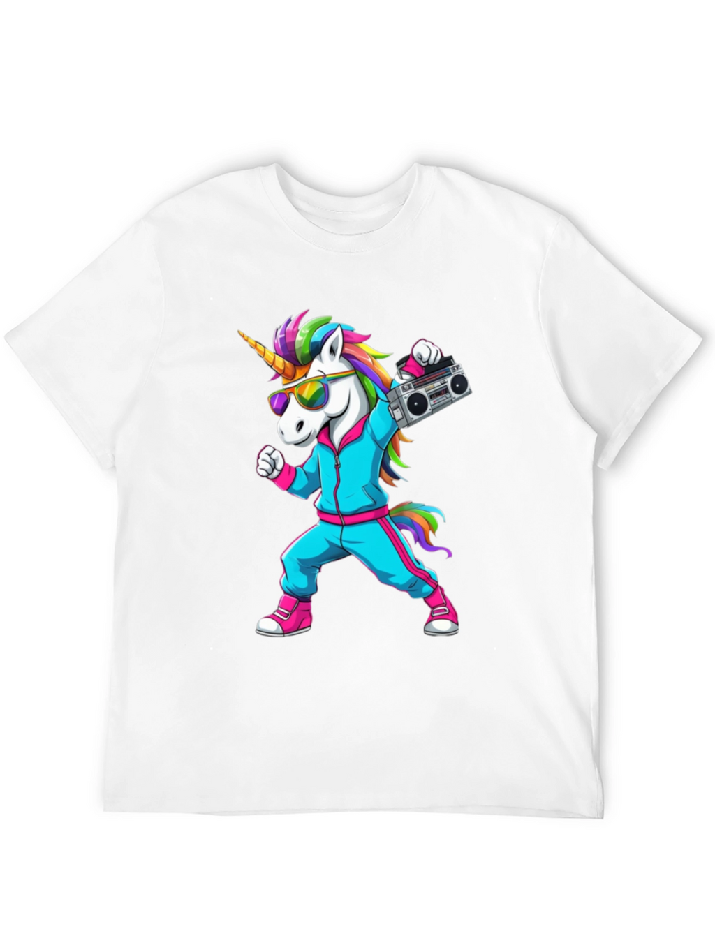 Retro Unicorn Boombox T-Shirt - Black