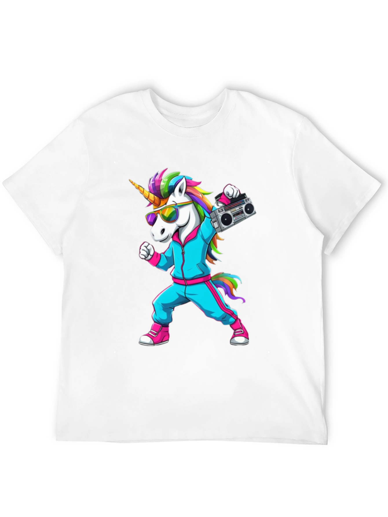 Retro Unicorn Boombox T-Shirt - Black