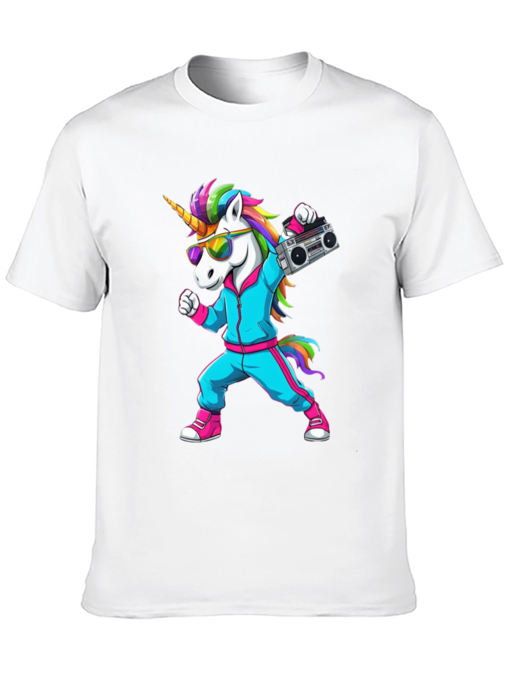 Retro Unicorn Boombox T-Shirt - Black