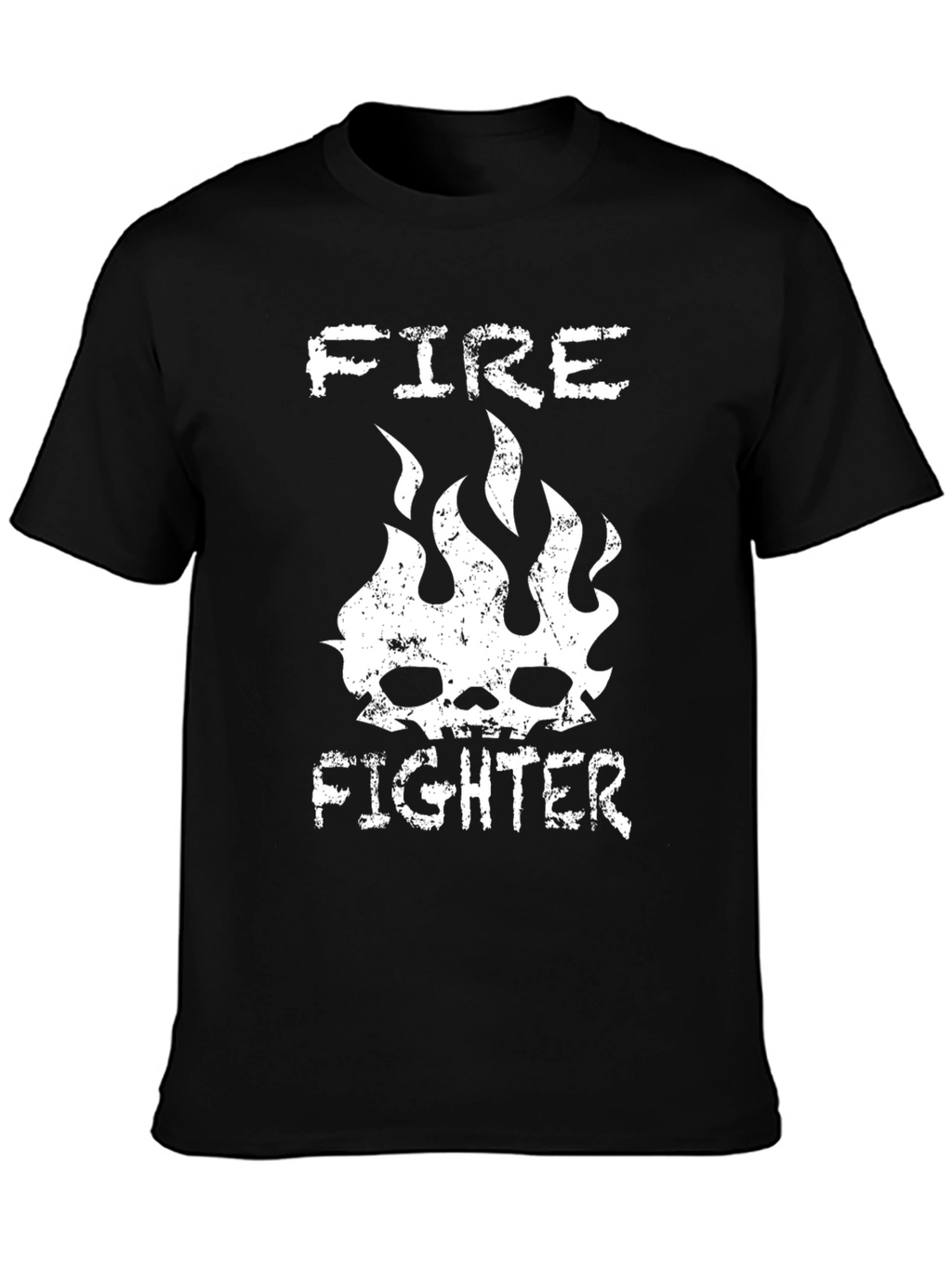 Fire Fighter Graphic Tee - Skull & Flames Design