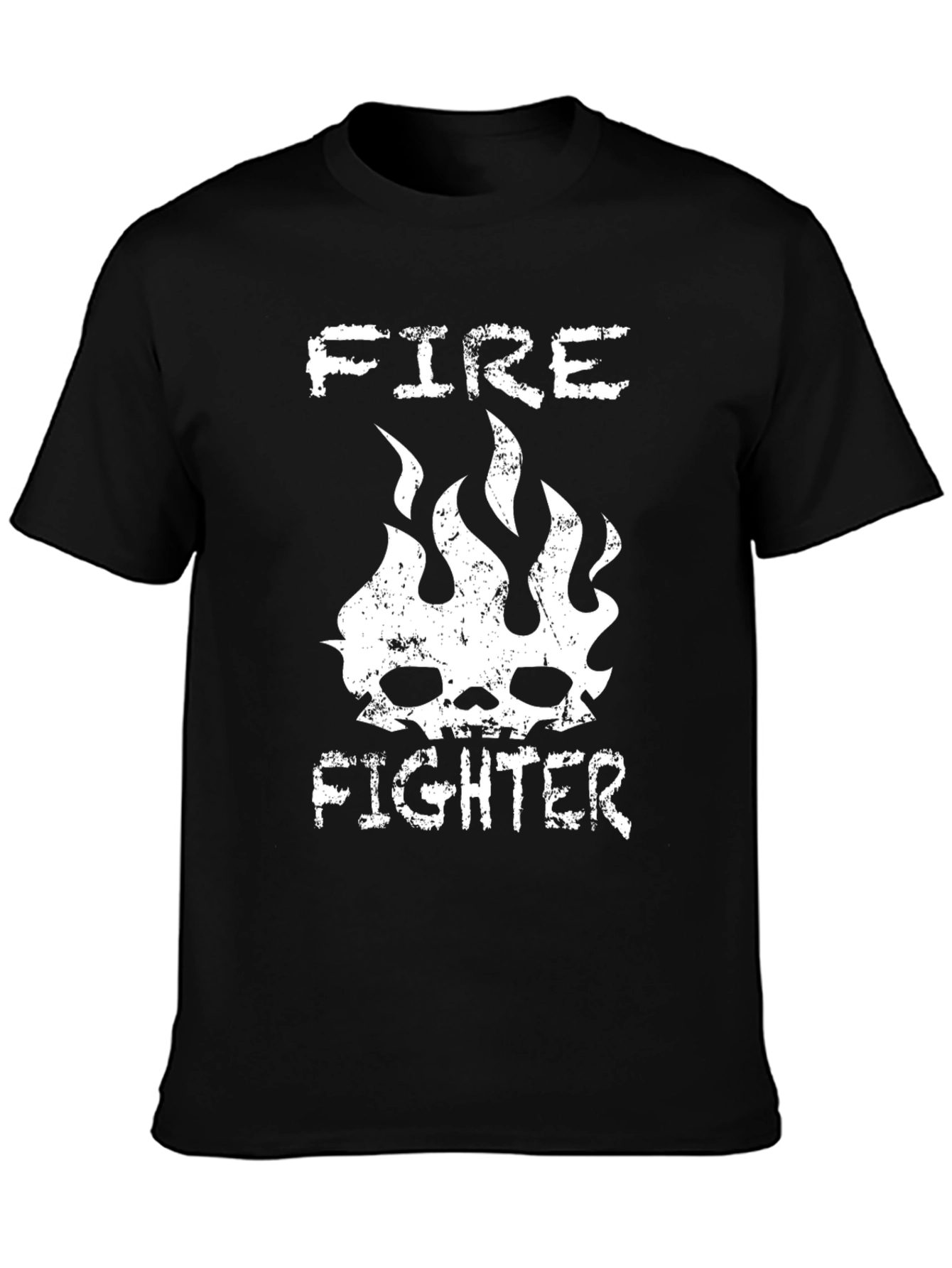 Fire Fighter Graphic Tee - Skull & Flames Design