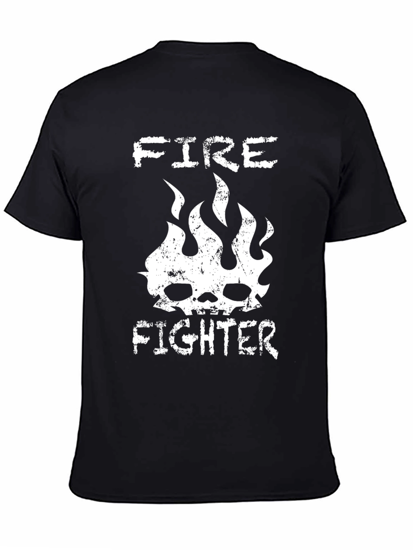 Fire Fighter Graphic Tee - Skull & Flames Design