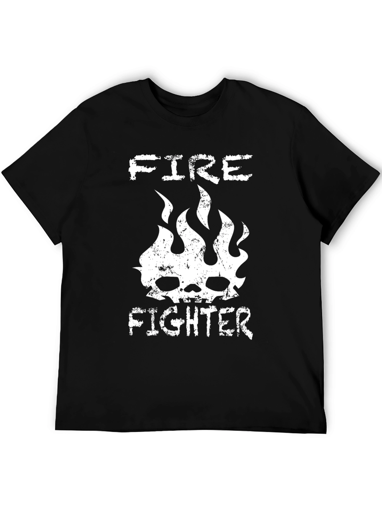 Fire Fighter Graphic Tee - Skull & Flames Design