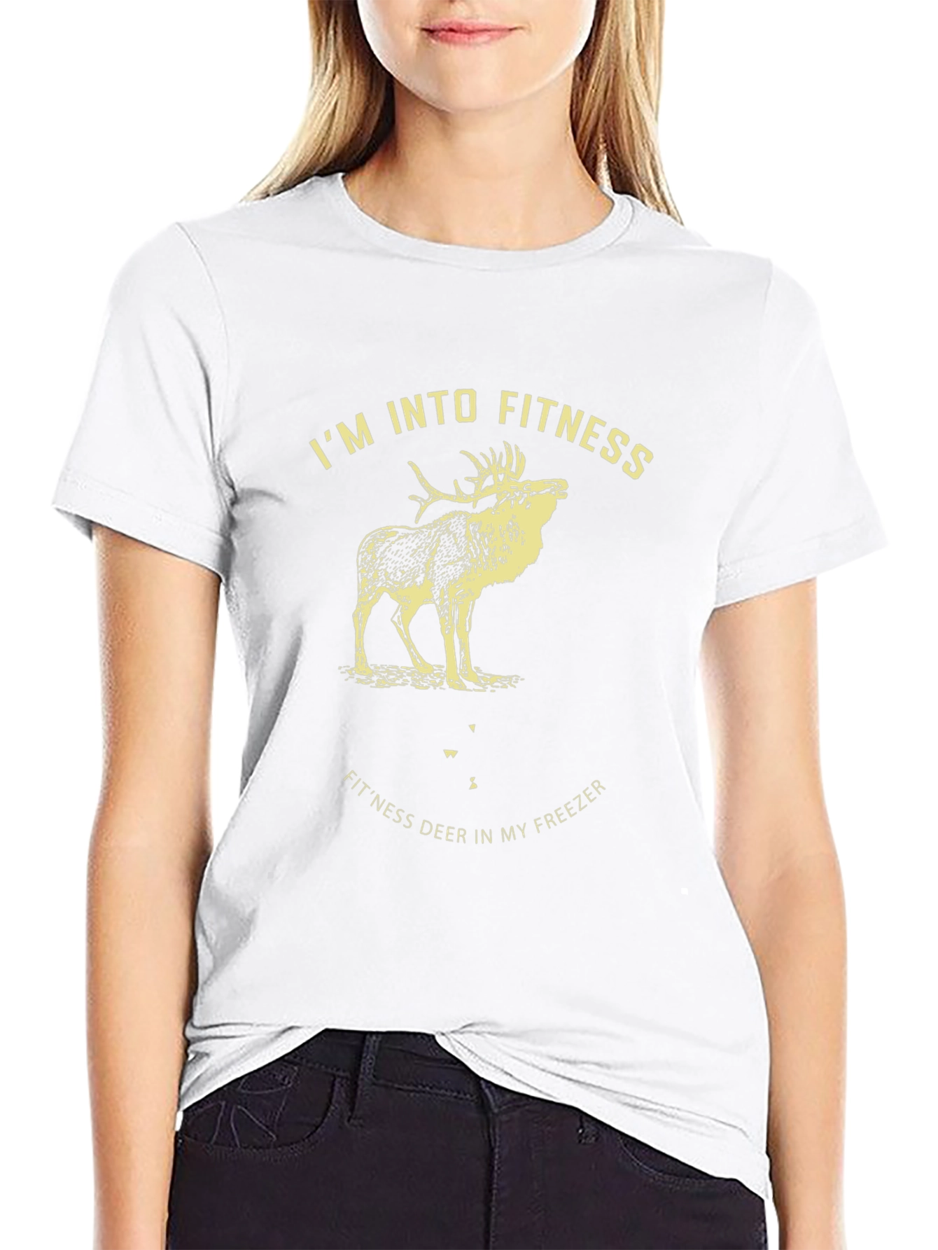 Fitness Deer Graphic Tee - Black