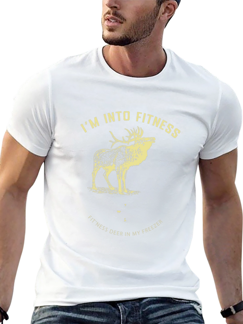 Fitness Deer Graphic Tee - Black