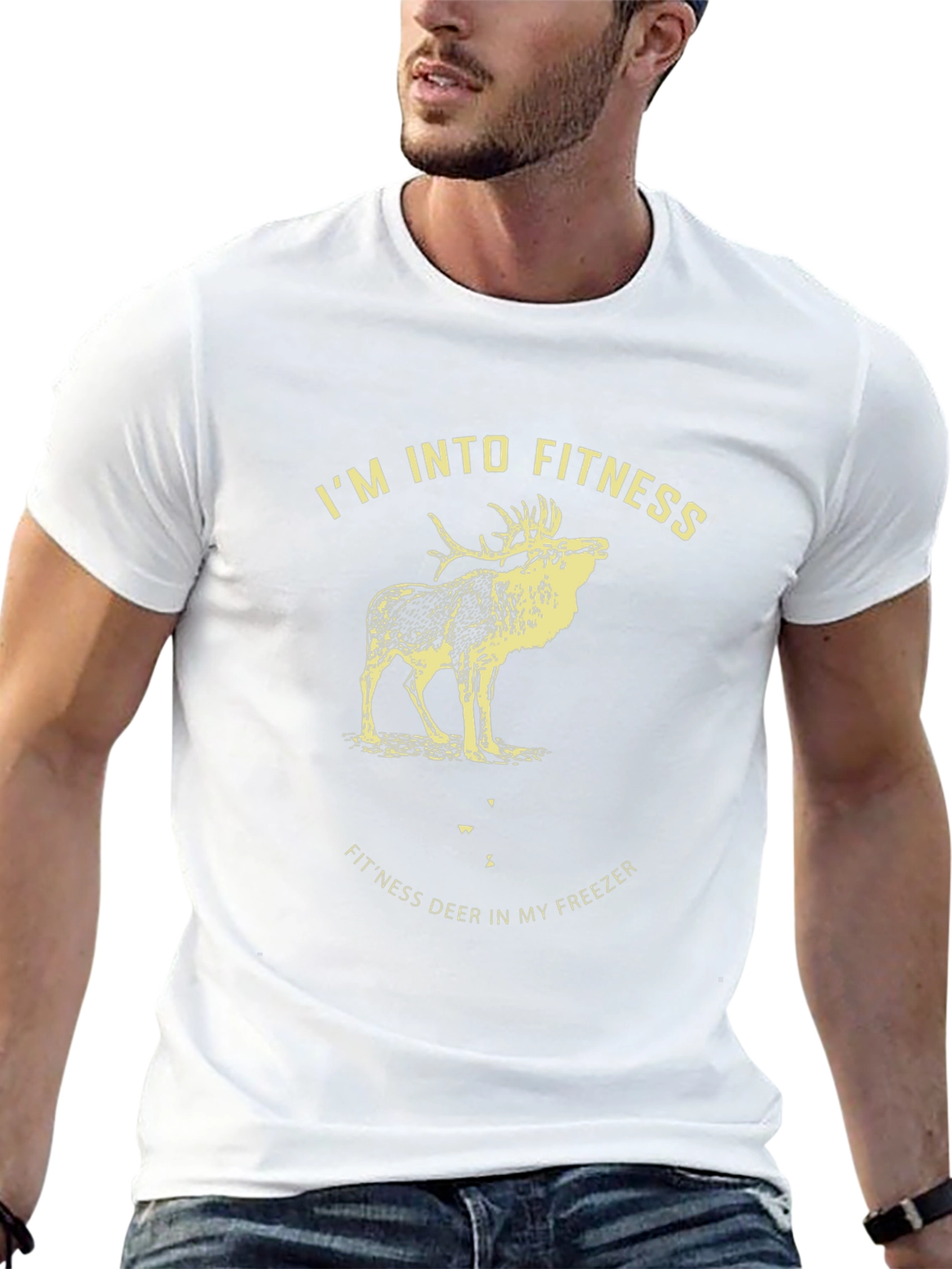 Fitness Deer Graphic Tee - Black