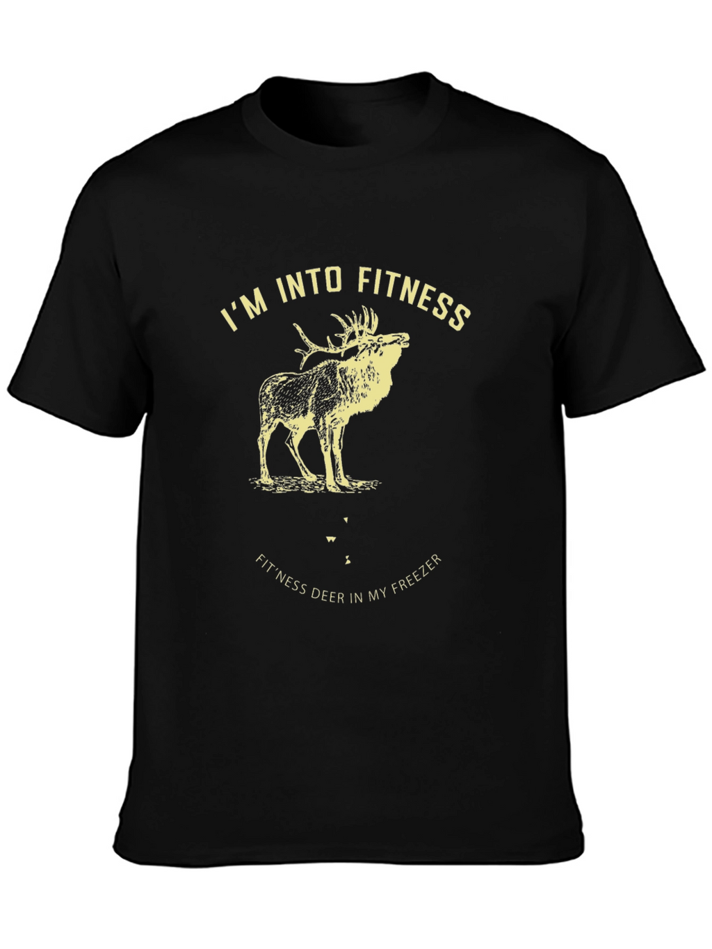 Fitness Deer Graphic Tee - Black