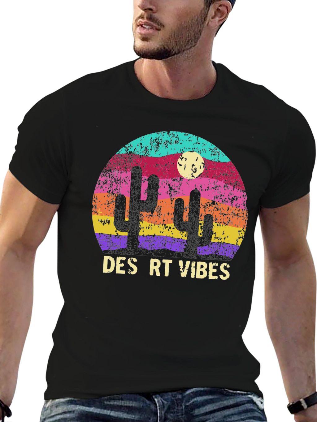 Desert Vibes Graphic T-Shirt - Retro Cactus Tee