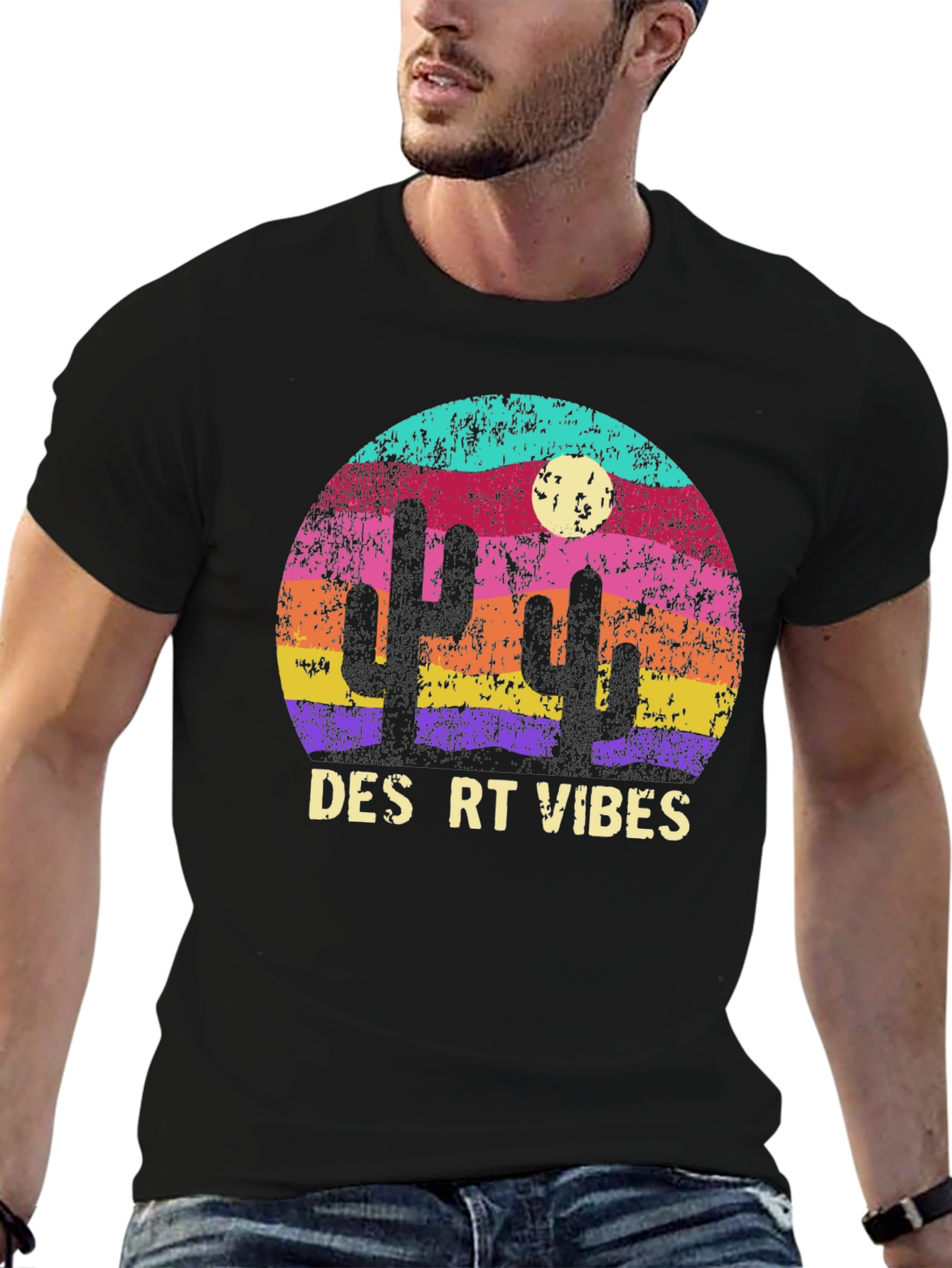 Desert Vibes Graphic T-Shirt - Retro Cactus Tee