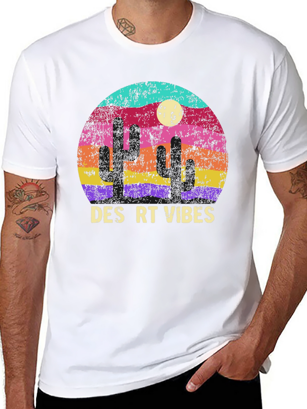 Desert Vibes Graphic T-Shirt - Retro Cactus Tee