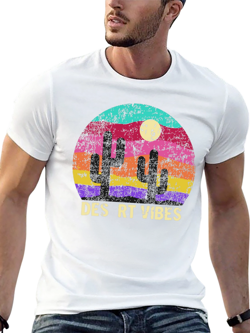 Desert Vibes Graphic T-Shirt - Retro Cactus Tee