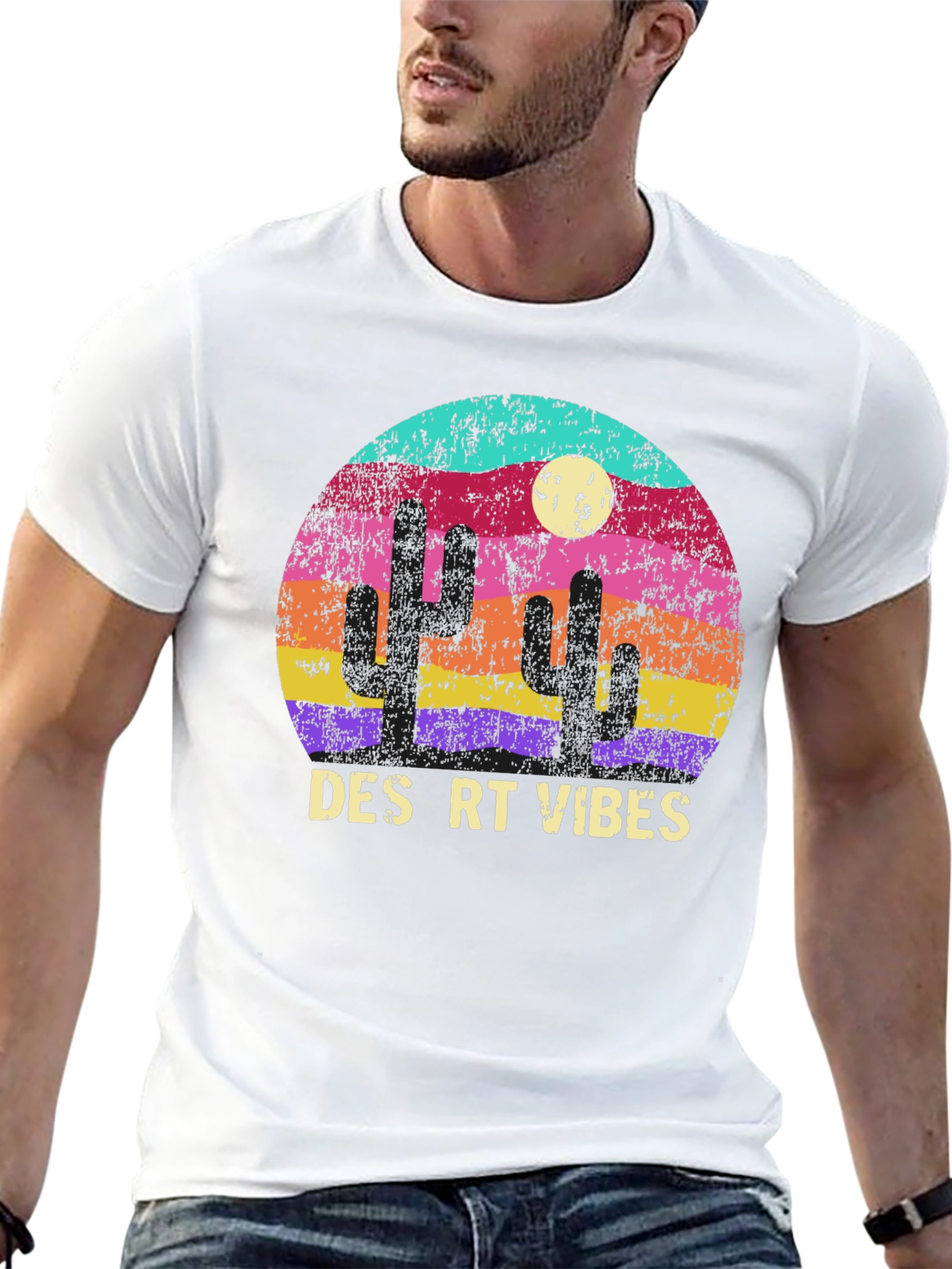 Desert Vibes Graphic T-Shirt - Retro Cactus Tee
