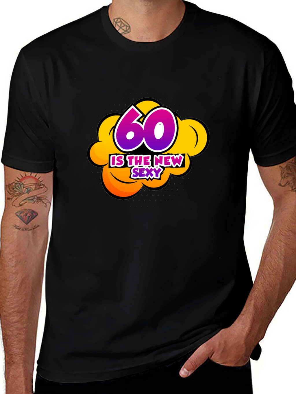 60 Is The New Sexy Graphic Black T-Shirt